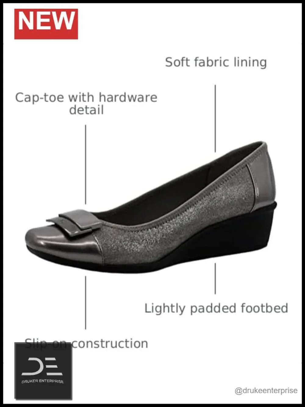 Anne Klein Waverly Wedge Heels Cap Toe Slip On Padded Footbed